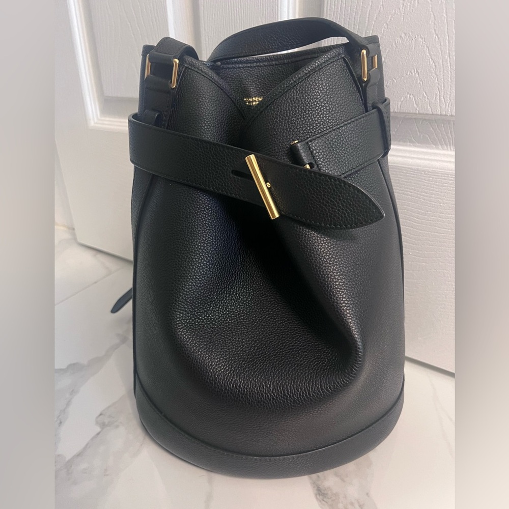 Tom Ford Black grain Leather Bucket Bag